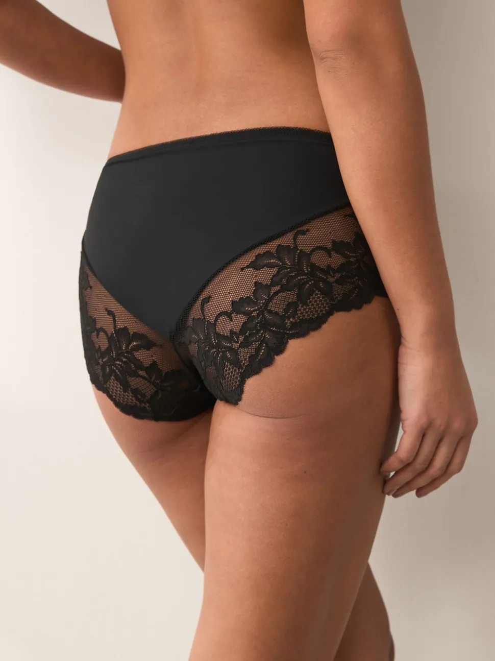 Black Midi No VPL Lace Back Briefs 3 Pack