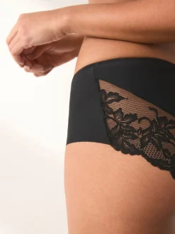 Black Midi No VPL Lace Back Briefs 3 Pack