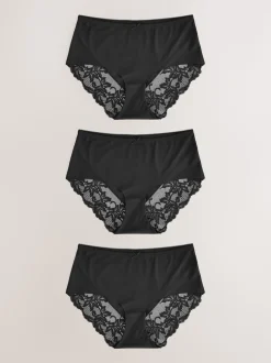 Black Midi No VPL Lace Back Briefs 3 Pack