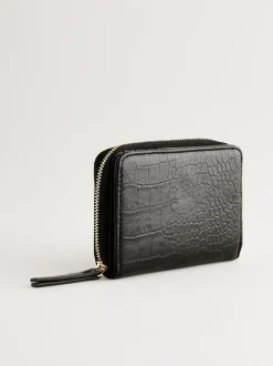 Black Midi Zip Around Purse