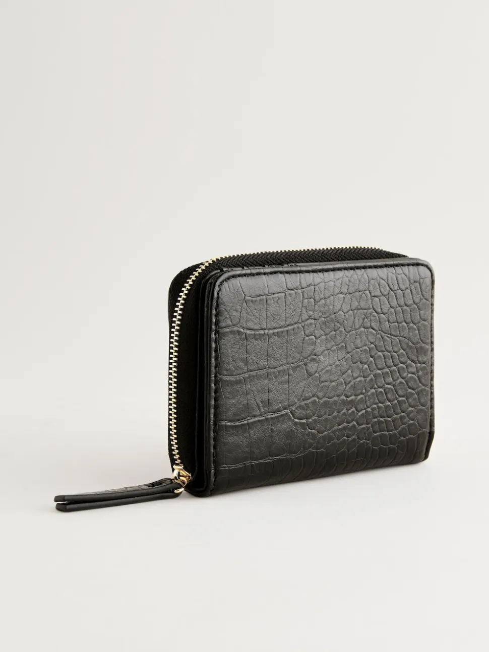 Black Midi Zip Around Purse