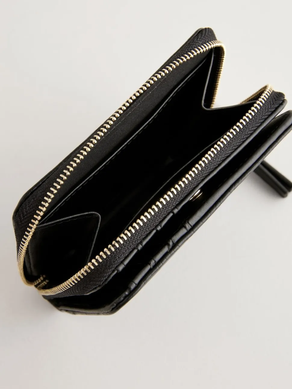 Black Midi Zip Around Purse