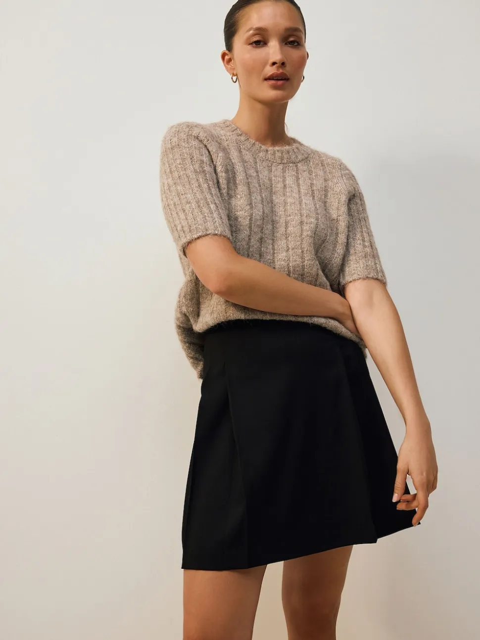 Black Mini Pleated Skirt