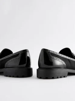 Black Mix Standard/Wide Fit Tassel Detail Cleated Chunky Loafer Shoes