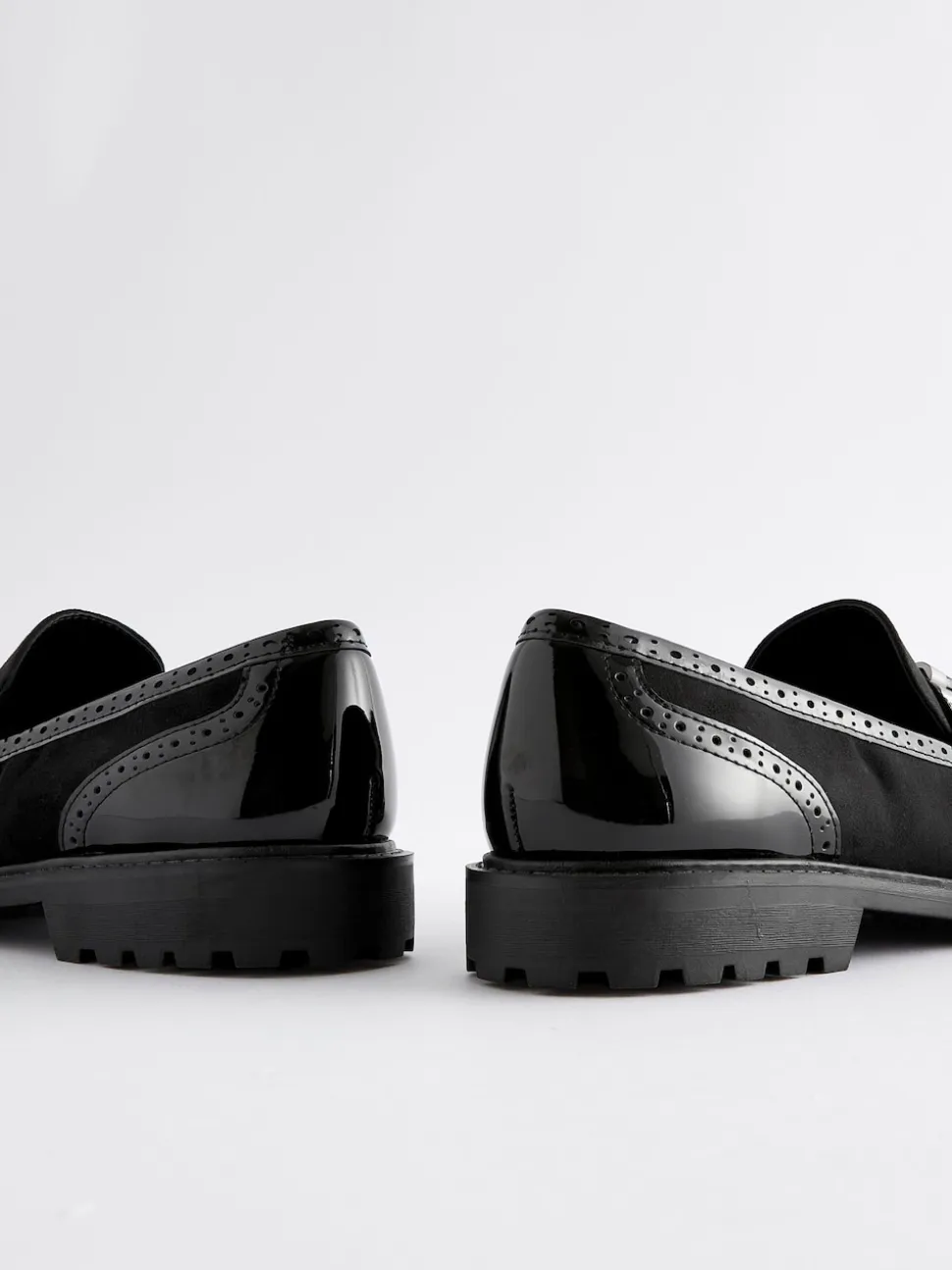 Black Mix Standard/Wide Fit Tassel Detail Cleated Chunky Loafer Shoes