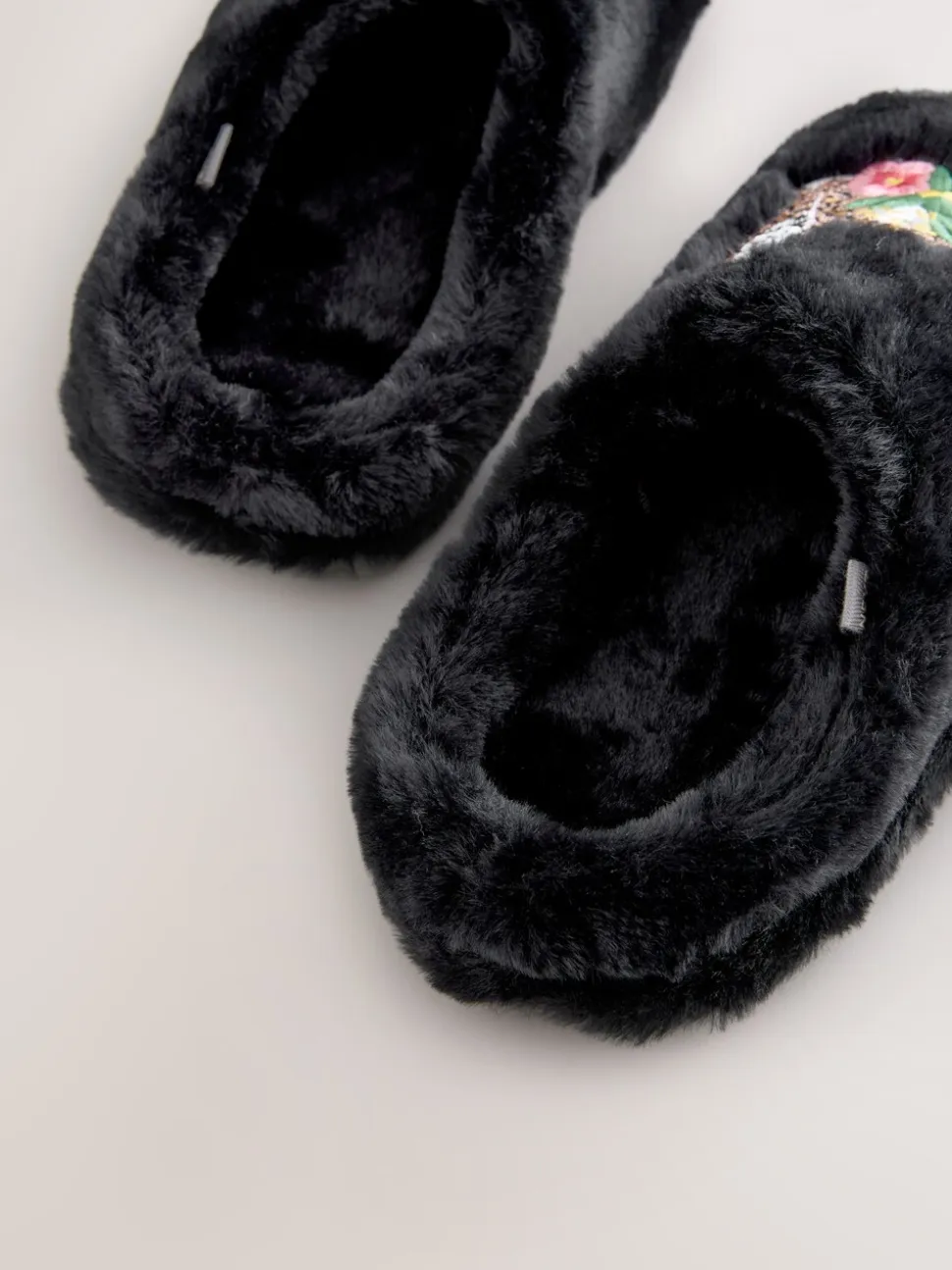 Black Mule Faux Fur Lepord Slippers