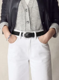 Black N. Premium Made In Italy Curve Buckle Leather Belt