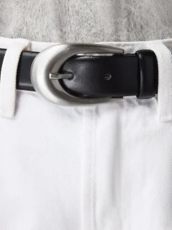 Black N. Premium Made In Italy Curve Buckle Leather Belt