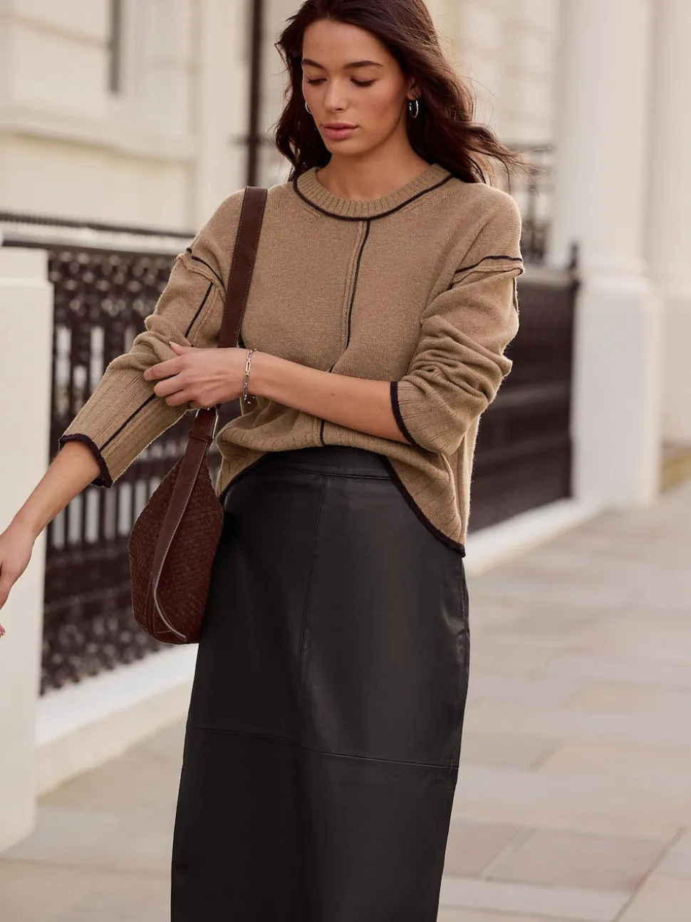 Black N. Premium Real Leather Pencil Skirt