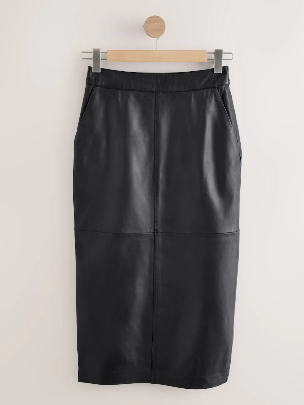 Black N. Premium Real Leather Pencil Skirt