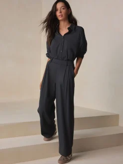 Black N. Premium Wide Leg Tailored Jersey Trousers