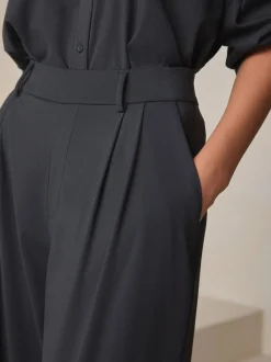 Black N. Premium Wide Leg Tailored Jersey Trousers