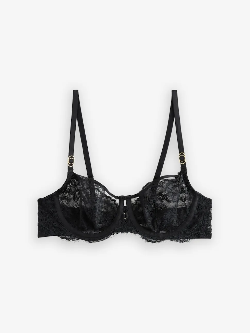 Black Non Pad Balcony A-E Lace Bra