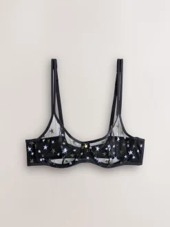 Black Non Pad Balcony Embroidered CoppaFeel! Bra
