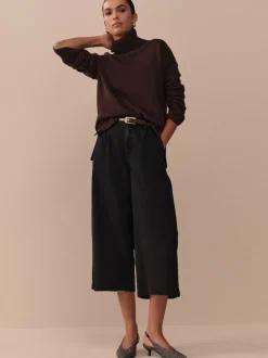 Black N.Premium High Rise Culotte Jeans