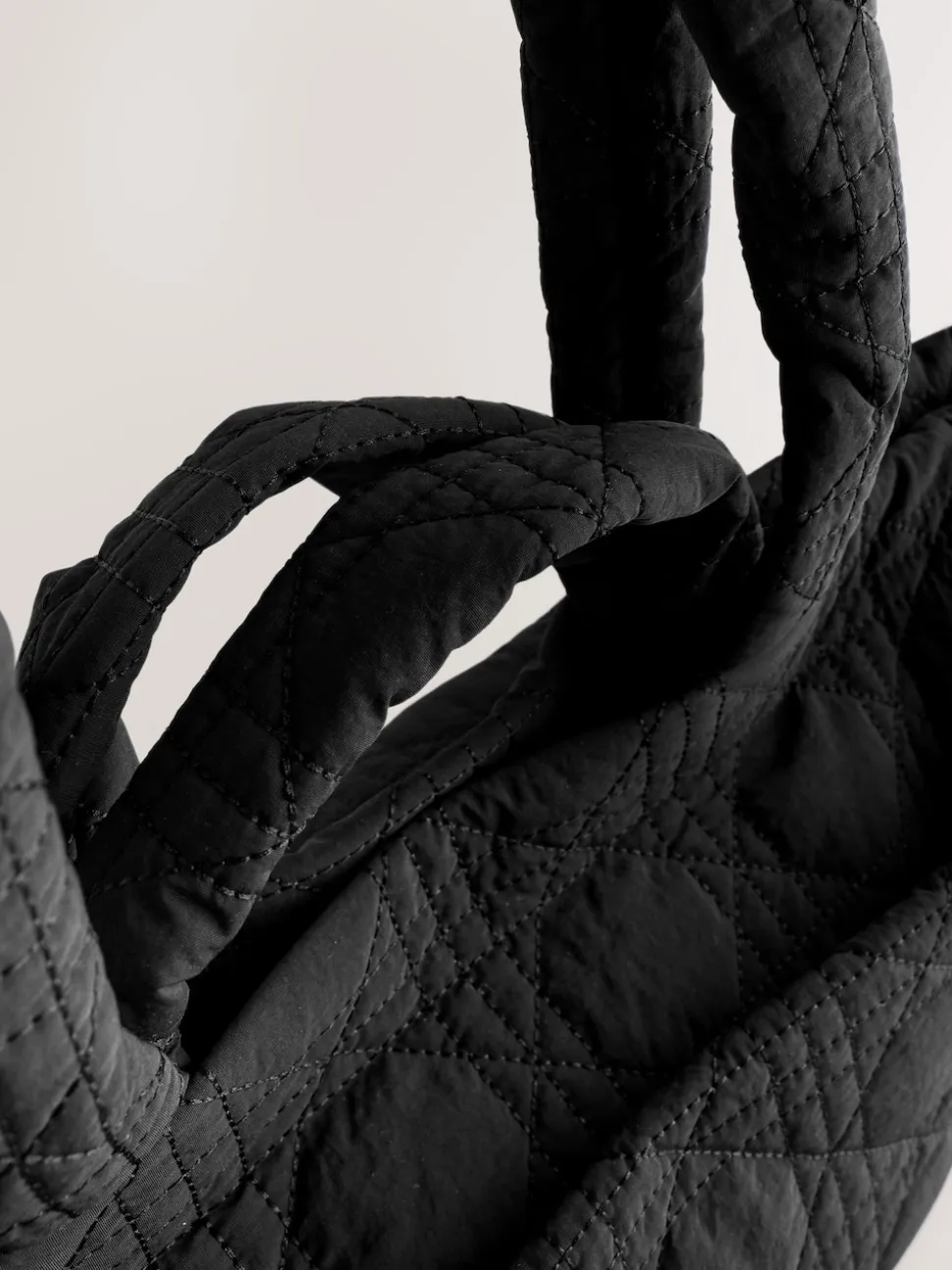 Black Nylon Quilted Shoulder Bag