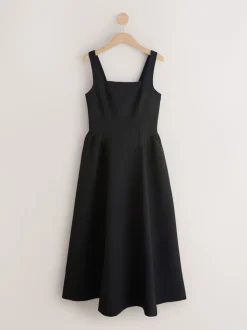 Black Occasion Cinched Waist Maxi Dress