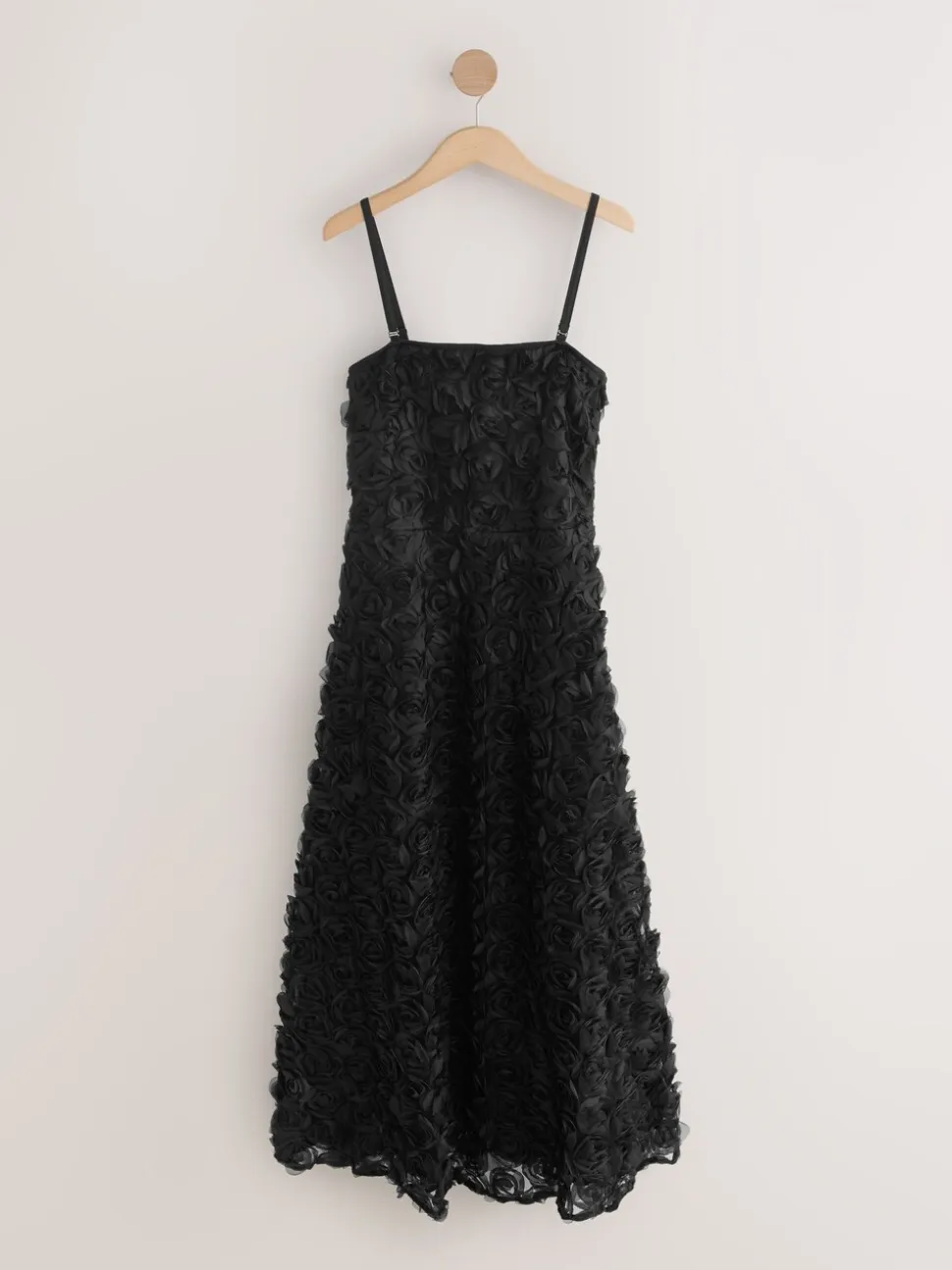 Black Occasion 3D Floral Bandeau Maxi Dress with Detachable Straps