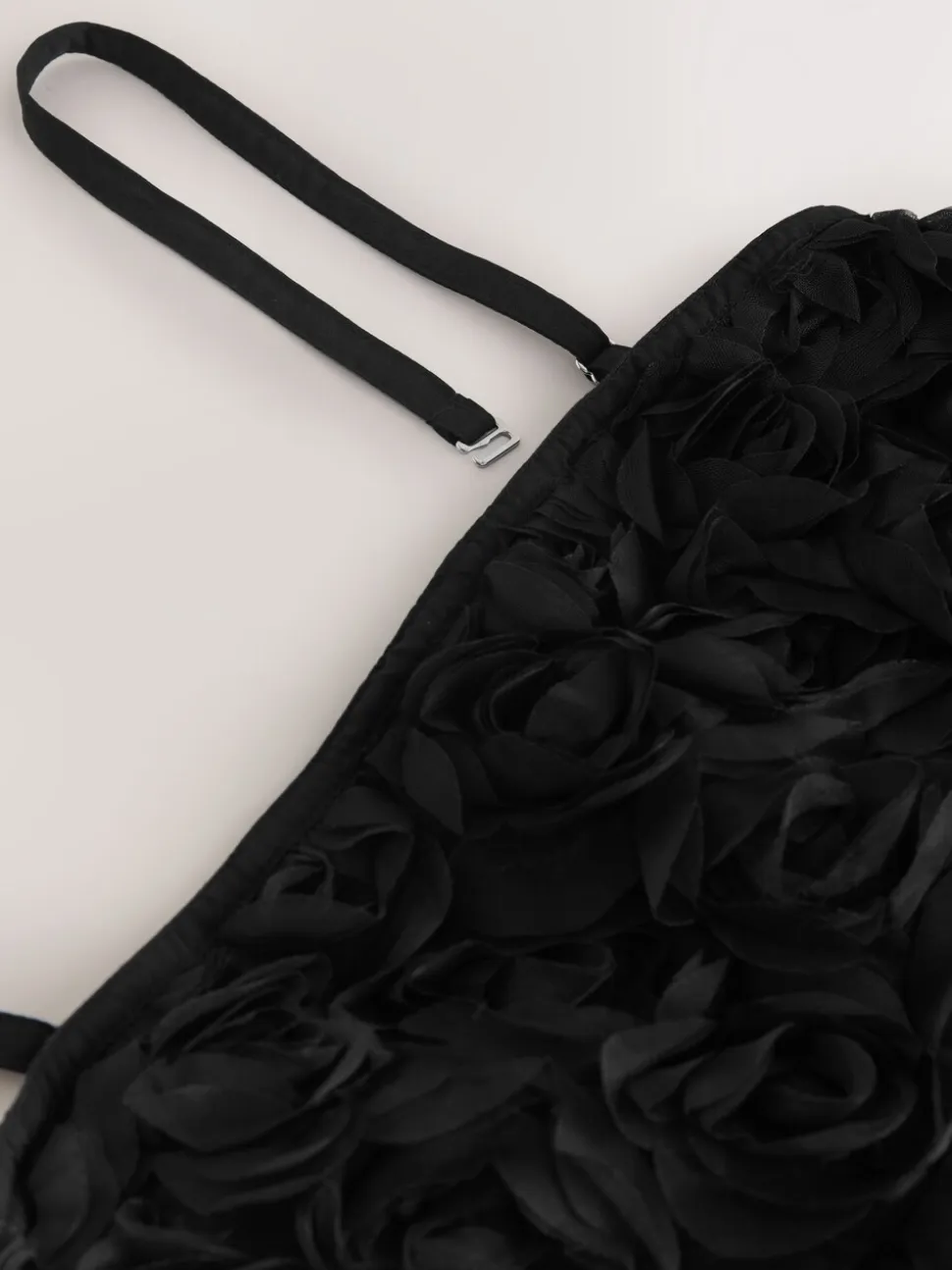 Black Occasion 3D Floral Bandeau Maxi Dress with Detachable Straps