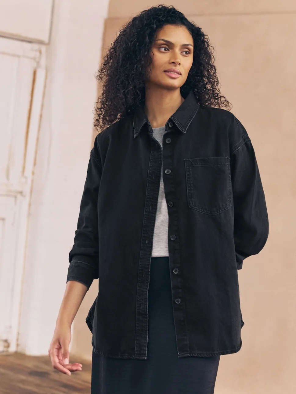 Black Oversize Denim Shirt