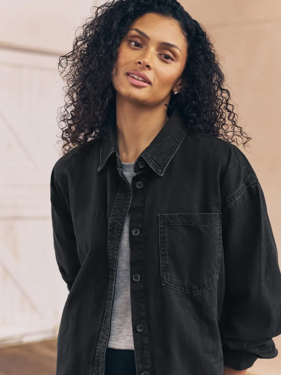 Black Oversize Denim Shirt