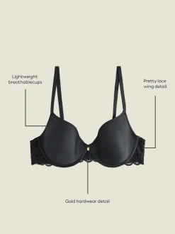 Black Pad Full Cup Premium Ultimate Comfort Lightweight Breathable T-Shirt Bra