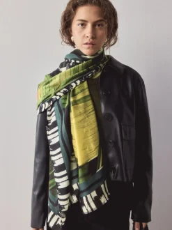 Black Palm Print Lightweight Scarf