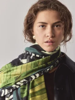 Black Palm Print Lightweight Scarf