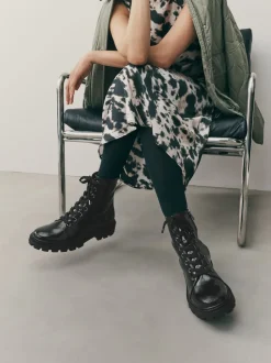 Black Patent Extra Wide Fit Forever Comfort® Lace-Up Boots