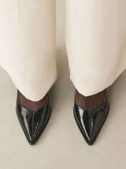 Black Patent Forever Comfort® Pointed Toe Slingback Block Heels