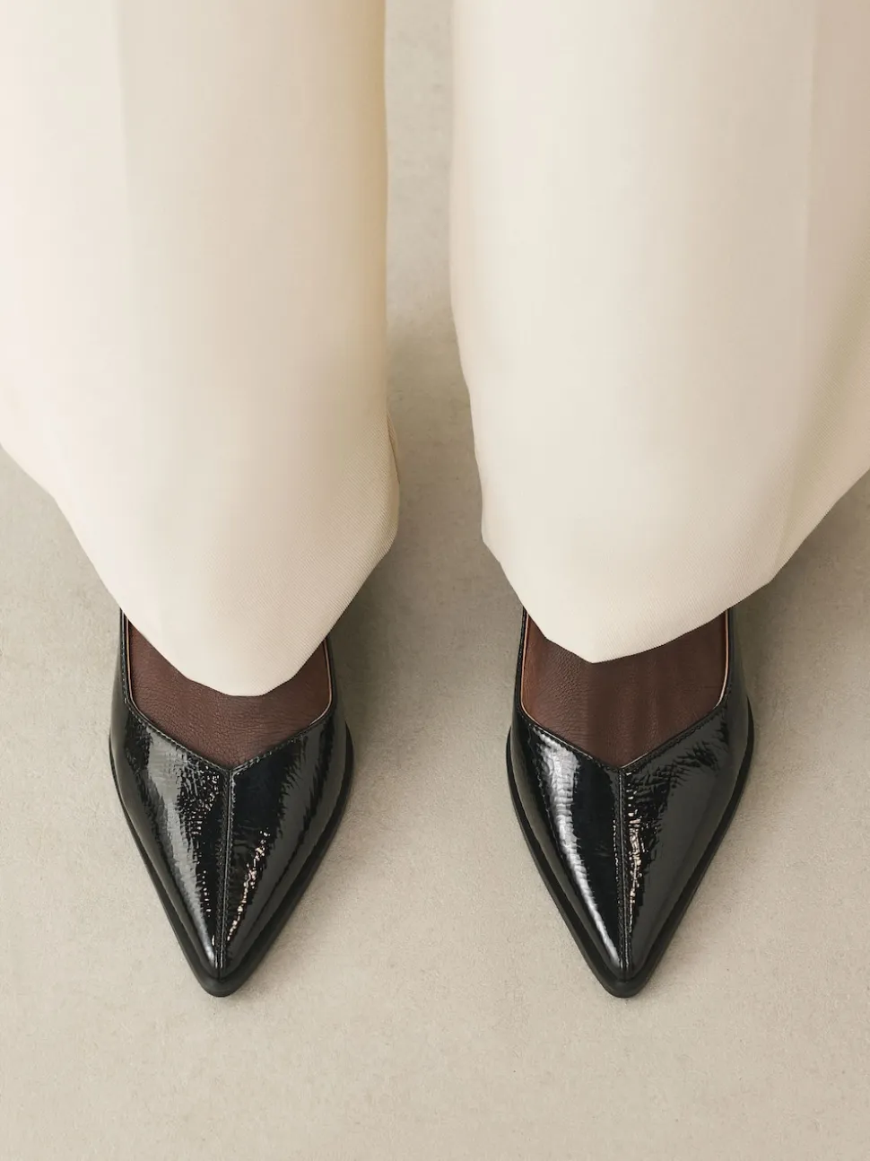 Black Patent Forever Comfort® Pointed Toe Slingback Block Heels