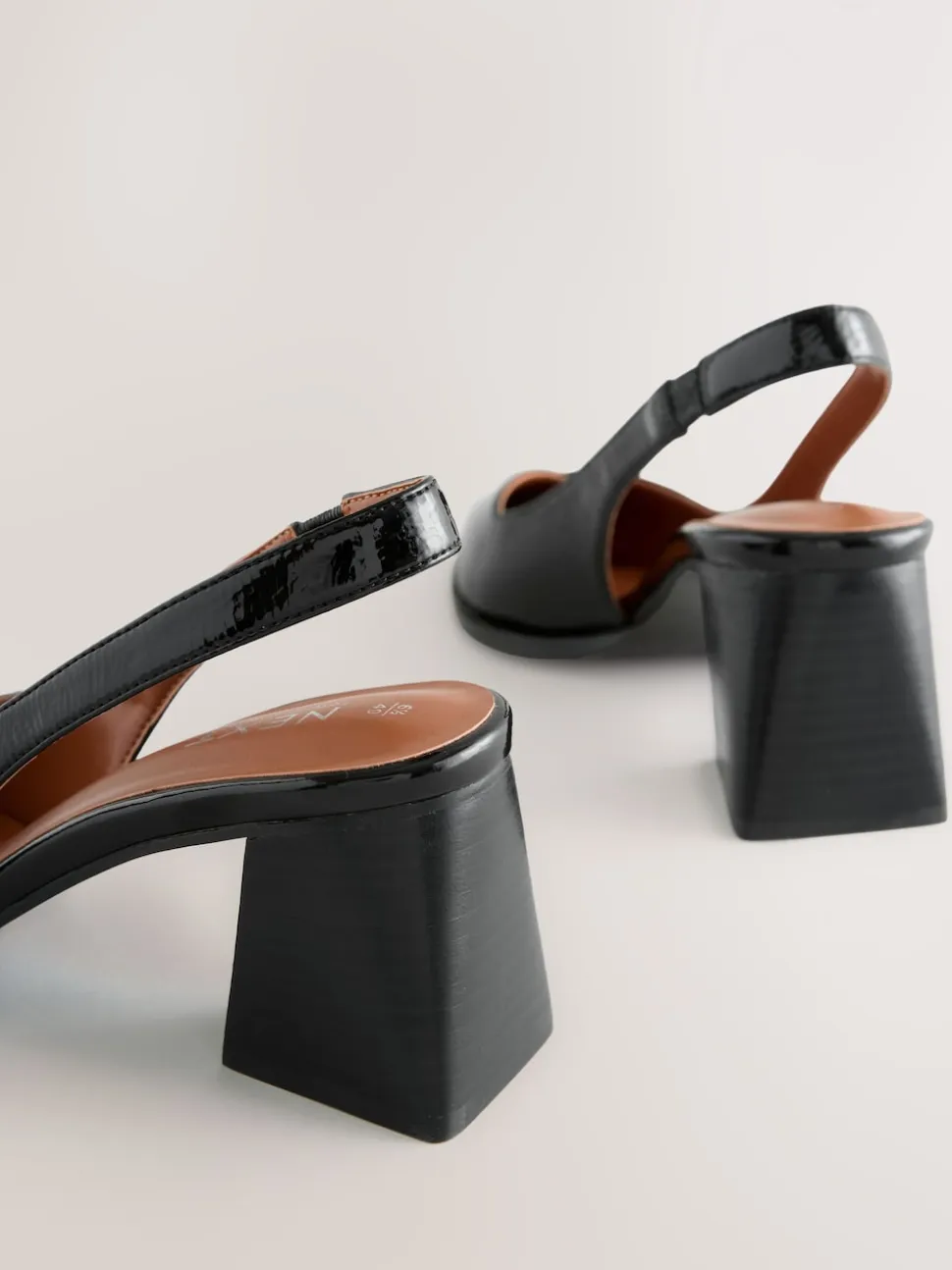 Black Patent Forever Comfort® Pointed Toe Slingback Block Heels