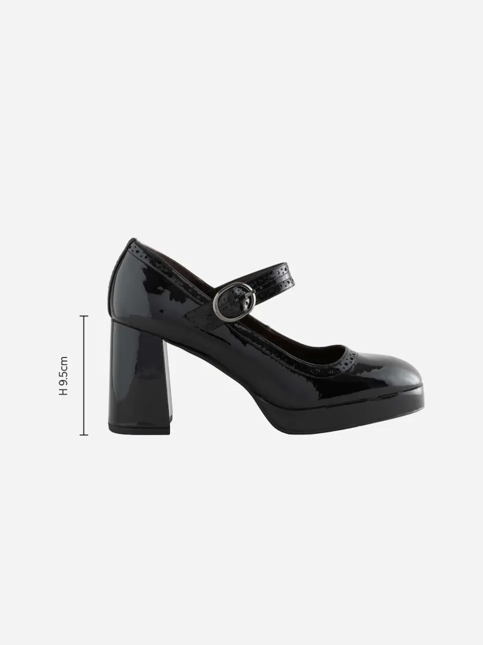 Black Patent Forever Comfort® Brogue Mary Jane Platform Block Heels