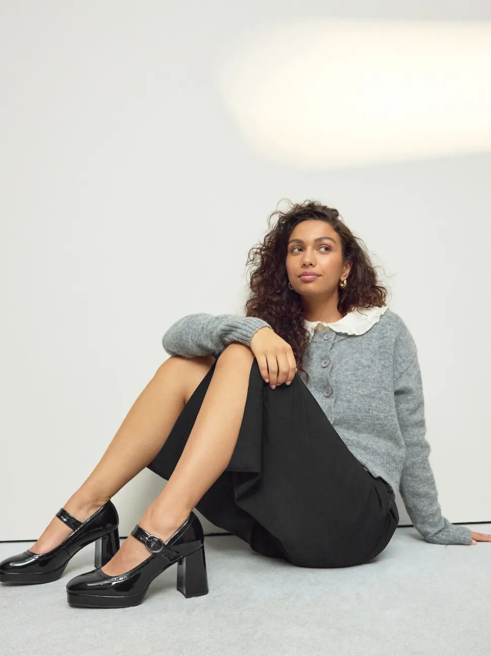 Black Patent Forever Comfort® Brogue Mary Jane Platform Block Heels