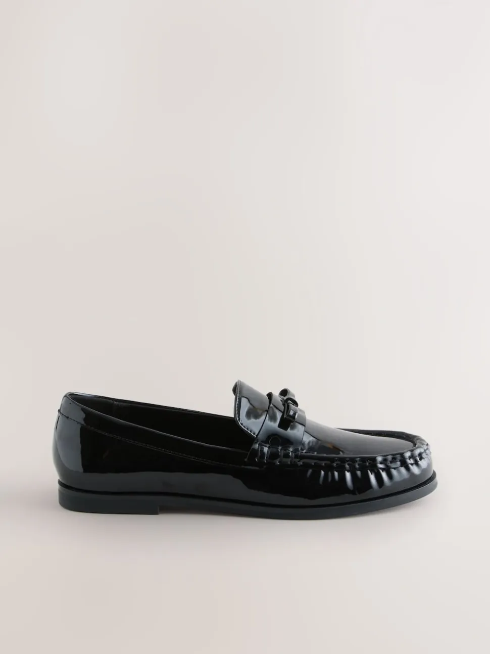 Black Patent Forever Comfort® Bow Detail Ruched Toe Loafers