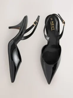Black Patent Forever Comfort® Pointed Toe Curvy Slingback Heels