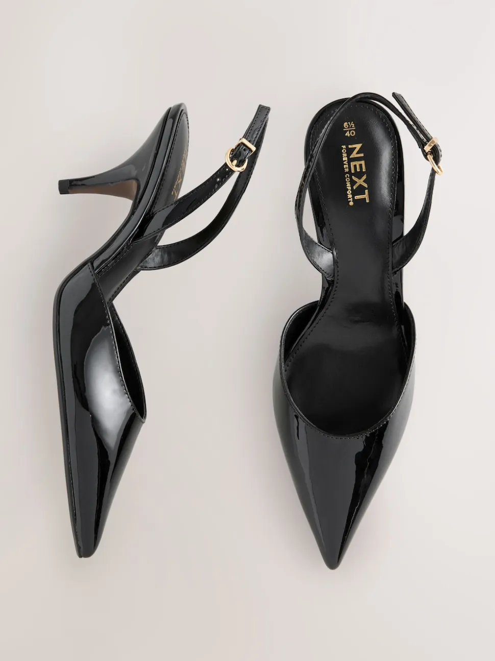 Black Patent Forever Comfort® Pointed Toe Curvy Slingback Heels