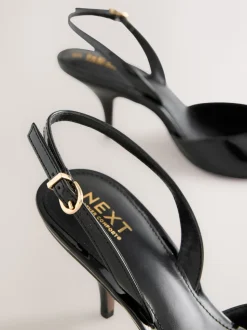 Black Patent Forever Comfort® Pointed Toe Curvy Slingback Heels