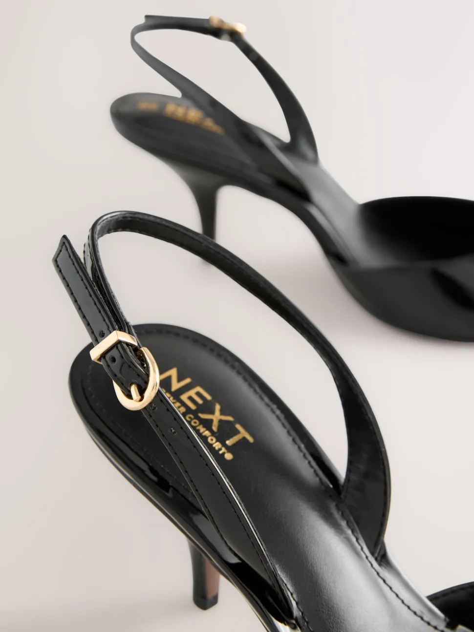 Black Patent Forever Comfort® Pointed Toe Curvy Slingback Heels
