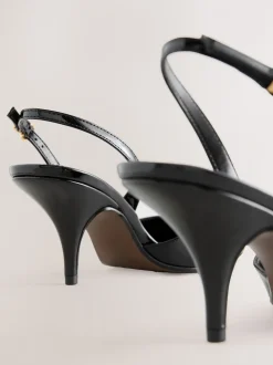 Black Patent Forever Comfort® Pointed Toe Curvy Slingback Heels