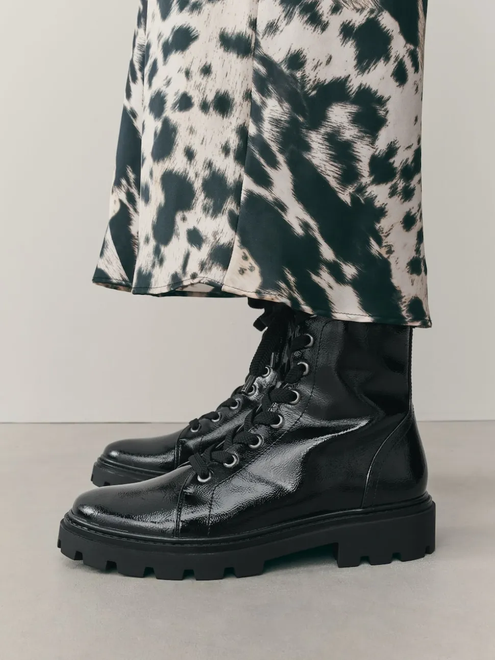 Black Patent Standard/Wide Fit Forever Comfort® Lace-Up Boots