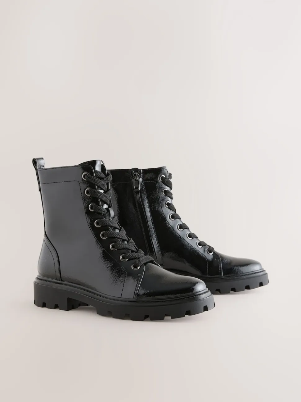 Black Patent Standard/Wide Fit Forever Comfort® Lace-Up Boots