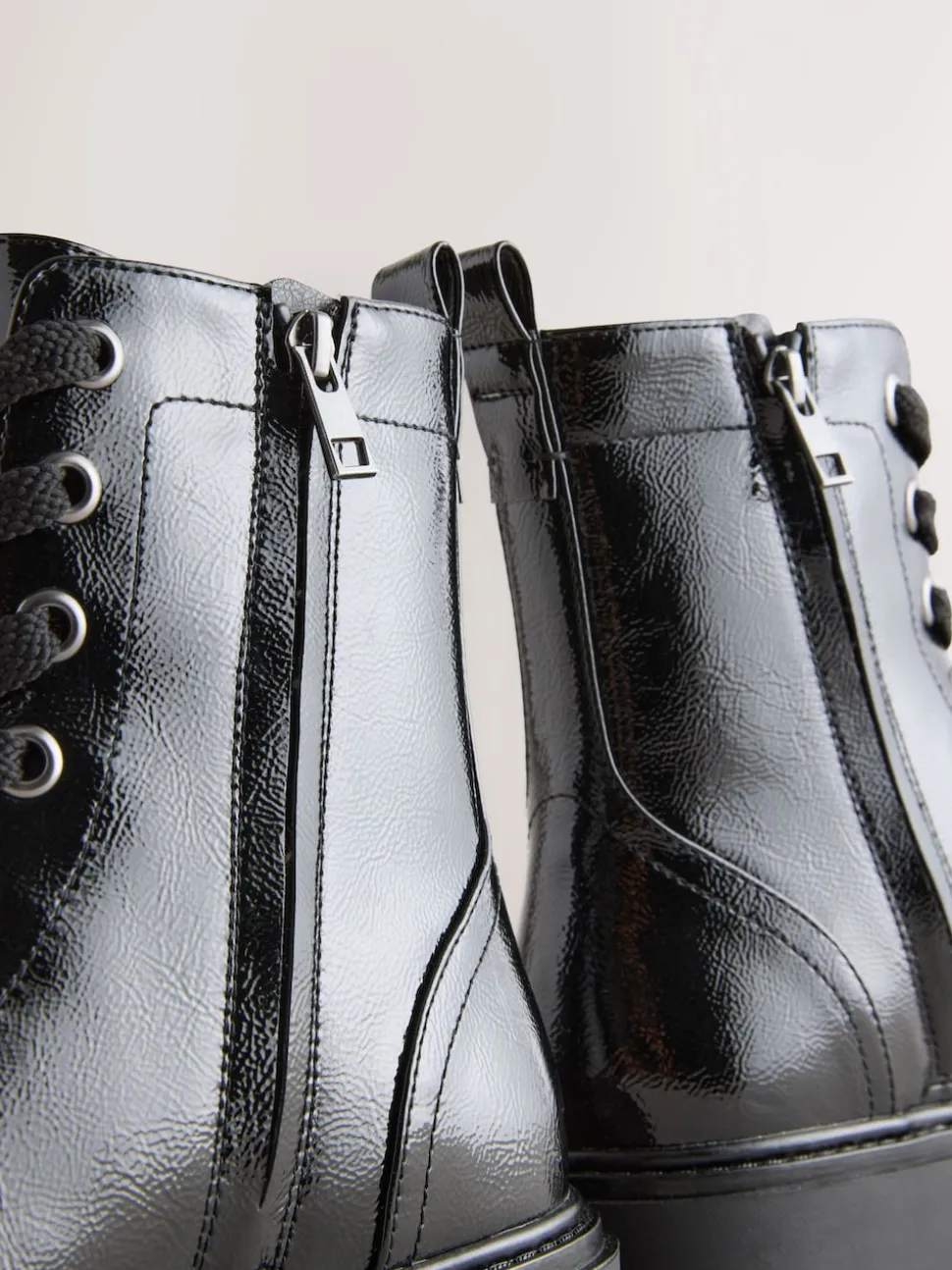Black Patent Standard/Wide Fit Forever Comfort® Lace-Up Boots