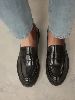 Black Patent Standard/Wide Fit Chunky Loafers