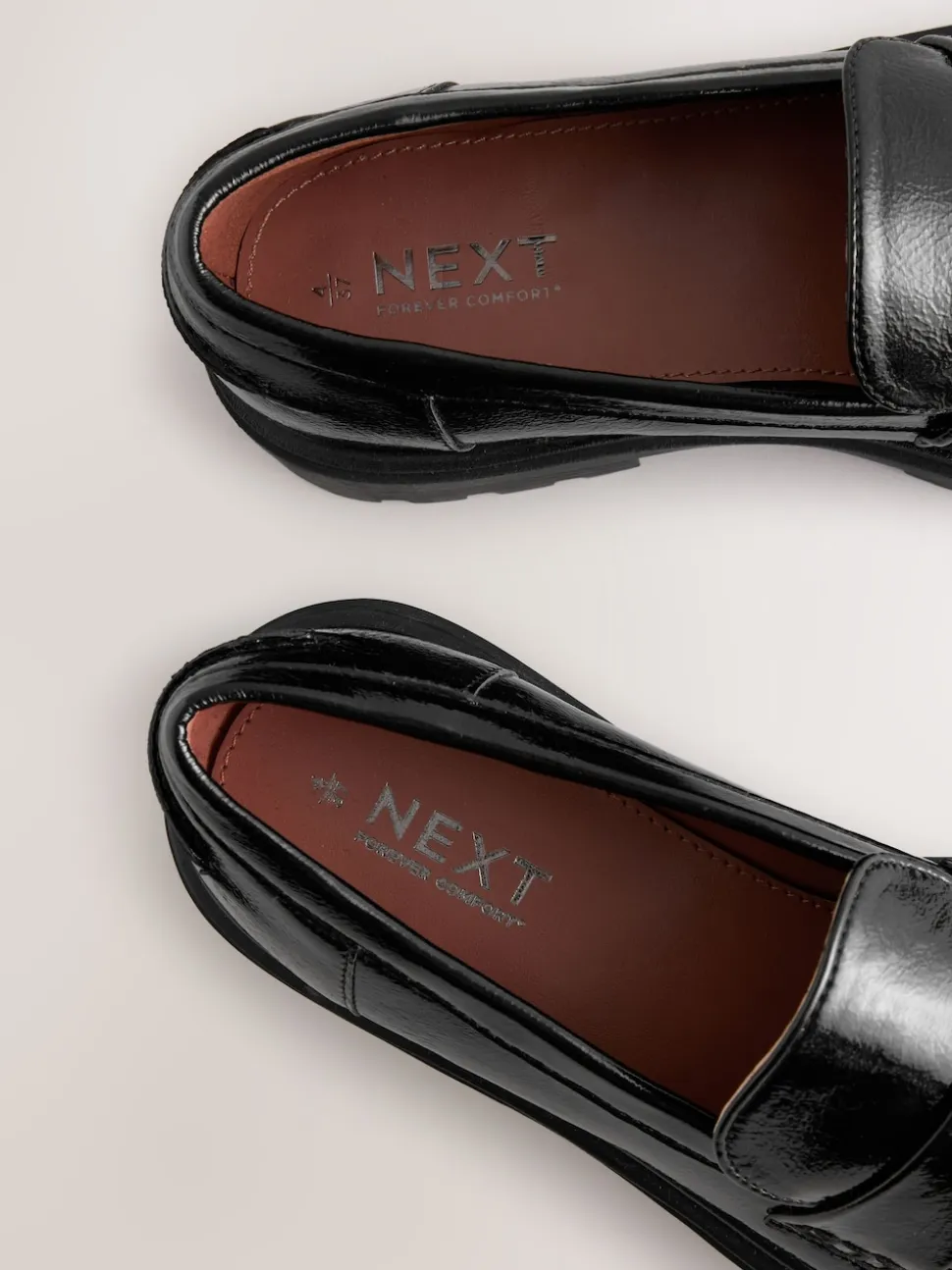 Black Patent Standard/Wide Fit Chunky Loafers