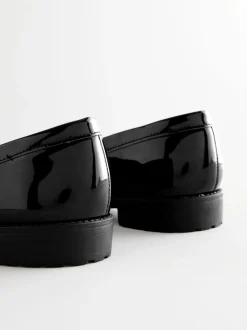 Black Patent Tassel Hardware Detail Loafers