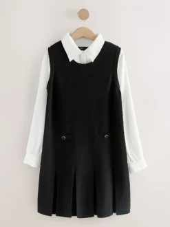 Black Pinafore Layered Knitted Dress