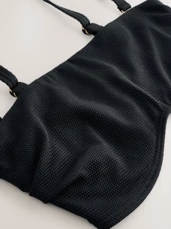 Black Pique DD+ Non Pad Minimise Bandeau Bikini Top