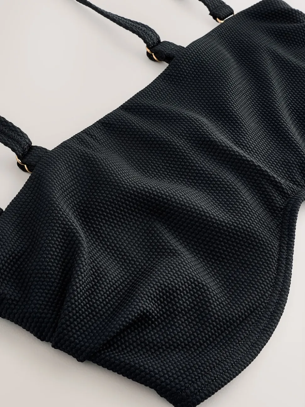 Black Pique DD+ Non Pad Minimise Bandeau Bikini Top