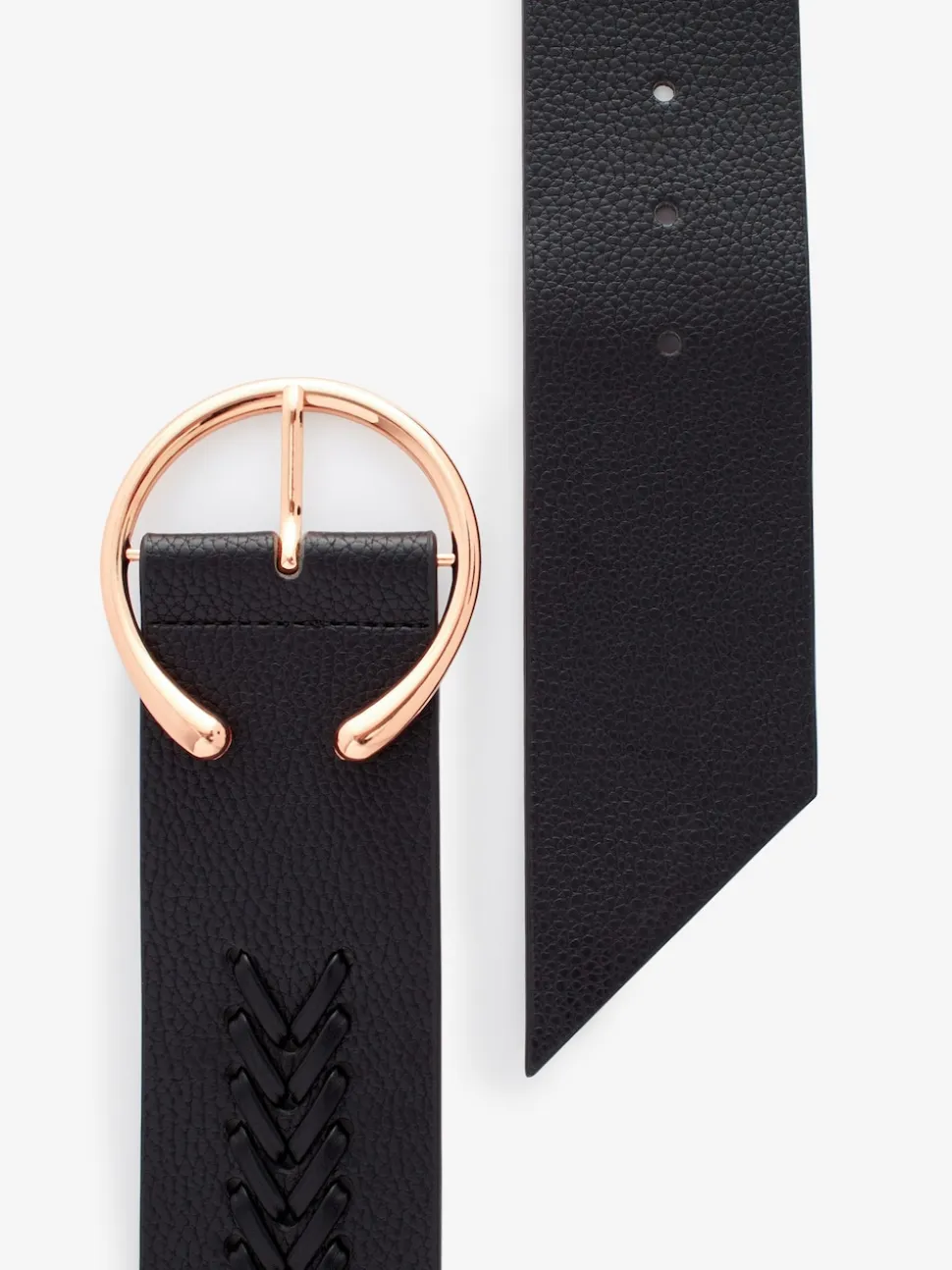Black Plait Detail Wide Belt